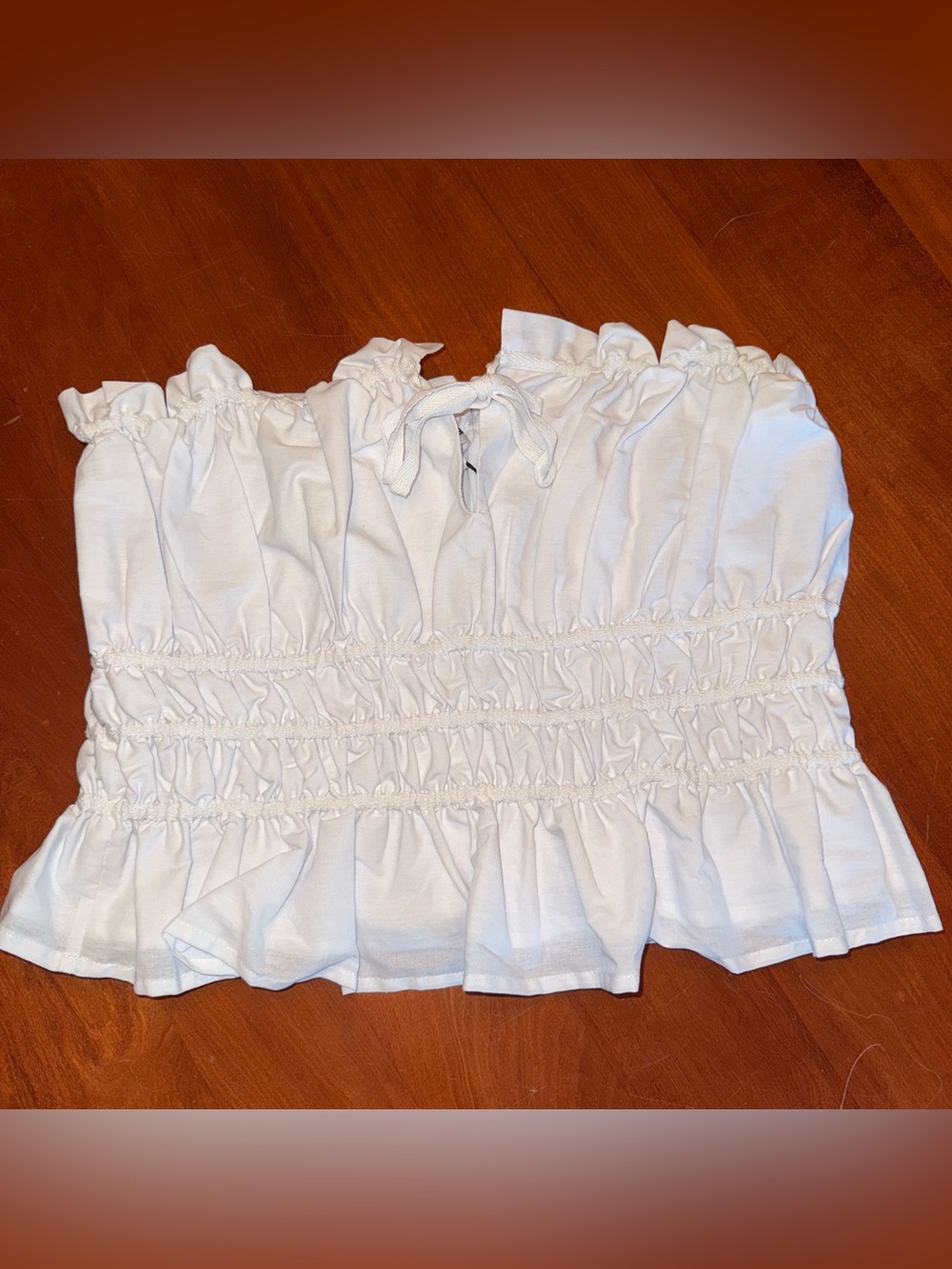 Vigoss White Ruffled Smocked Tube Tank Top